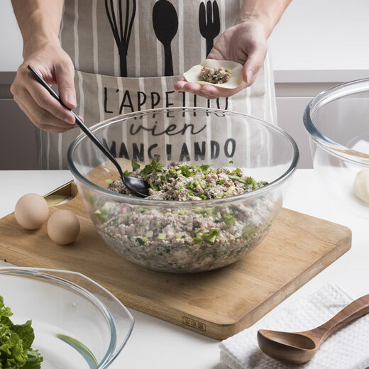 Glass thickened large salad bowl soup bowl soup basin heat-resistant household glass and basin round soda lime glass basin thickened version and basin 2700ml