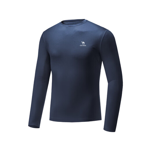 Camel (CAMEL) long-sleeved quick-drying T-shirt men's running fitness round neck sports top C15CAVLZ012 Black Night Blue L