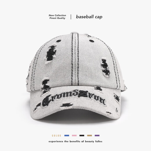 WAYKEA spring color-blocked hole letter embroidery men's large head circumference personalized fashion baseball cap women's outdoor curved brim 24A124 pink adjustable