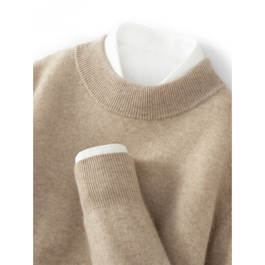 Ordos city's new autumn and winter cashmere sweater men's half turtleneck sweater loose large size sweater base raw velvet purple 2XL