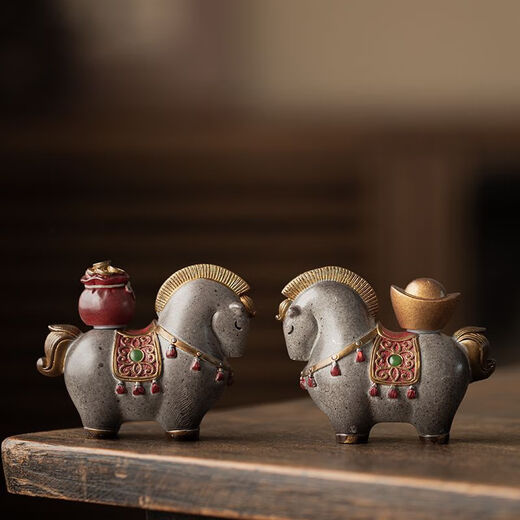 Witch Ji changes color and will make you rich immediately, tea pet ornaments, Chinese style Tang horse tea table for raising money, can raise tea sets, tea tray accessories, fine tea pets, make money immediately - temperature-sensitive color-changing model