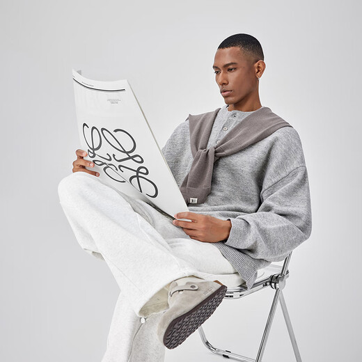 BODYDREAM Henry Neck Sweater Men's Winter Machine Washable Sweater Lazy High-end Neutral Style Knitted Sweater