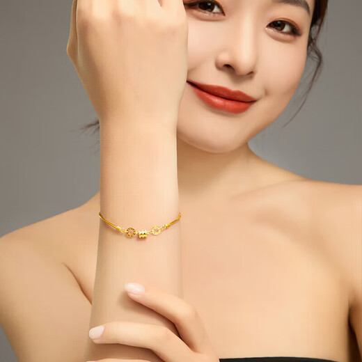 Qiaoyu gold waist double-ring bracelet 9999 gold ring for women, Valentine's Day gift for girlfriend and wife, gold-plated gift, waist half bracelet