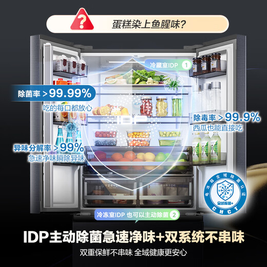 Rongsheng 526-liter dual-clean dual-system French multi-door four-door refrigerator household first-class energy efficiency air-cooled frost-free energy-saving large capacity BCD-526WD1MPA gray national subsidy