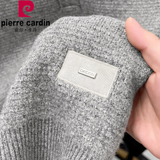 Pierre Cardin Henry Neck Sweater Men's Autumn and Winter New Thickened Sweater High-End Round Neck Baseline Clothes Men's Light Gray M Recommended 90-120Jin Jin equals 0.5 kg