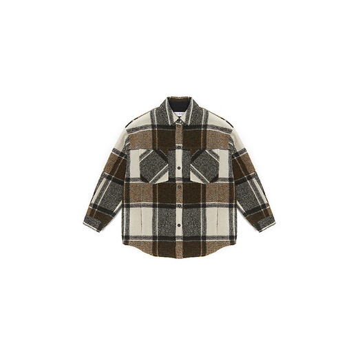 IRO NIGHT Brown Plaid Shirt Wool Jacket Straight Sheep Wool French Light Luxury 25 Autumn New Khaki Plaid XXS