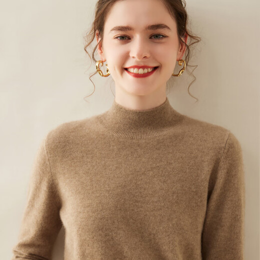 SENLIYA international light luxury high-end cashmere sweater classic versatile half turtleneck cashmere sweater for women solid color cashmere sweater loose Jinshatuo S