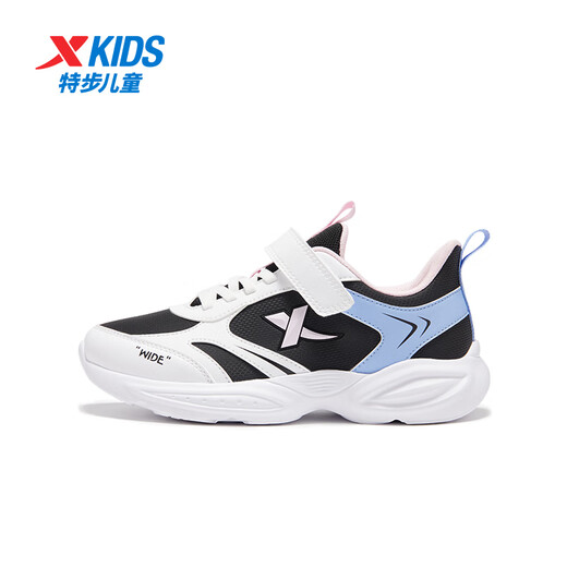 XTEP (XTEP) children's shoes for children and girls, suitable for growth, wide last and Velcro, versatile running shoes, black/XTEP white 36
