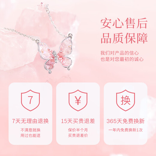 GLTEN Pink Crystal Butterfly Silver Necklace for Women 2025 New Pendant Birthday Gift for Women Light Luxury Niche Gift for Girlfriend and Wife