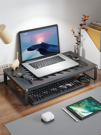 Fantasy Notebook Stand Cooling Rack Gaming Room Storage Rack Monitor Base Elevated Dormitory Keyboard Storage Large + Heightened - Black