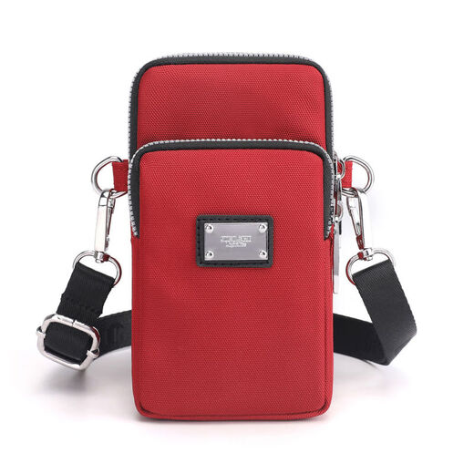 Jipindi Autumn and Winter Mobile Phone Small Bag Arm Bag 2024 Men and Women Mini Vertical Oxford Cloth Bag Three-layer Crossbody Lightweight Sports Bag Burgundy