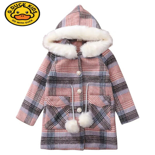 G.Duckkids Girls 'Girls' Jult 'Winter 2024 Новое утолщенное детское модное содержание хлопкового пальто средней длины средней длины.