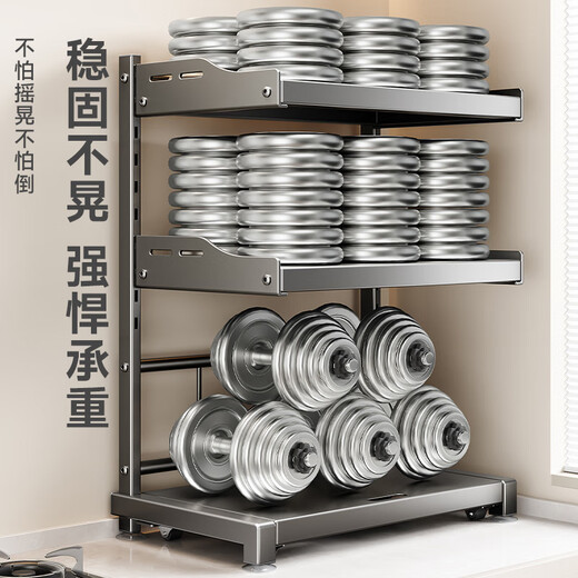 Kitchen Story Kitchen Storage Rack Countertop Microwave Oven Rack Pull-out Oven Rack Household Multi-Layer Kitchen Storage Rack Gray-Three Layers Pull-out Style 50cm Adjustable Layer Height
