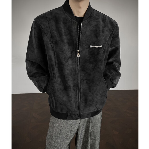 Shelley Jones American retro pu leather jacket men's jacket autumn and winter new baseball collar high-end handsome top clothing gray XL recommended 125-135Jin Jin equals 0.5 kg