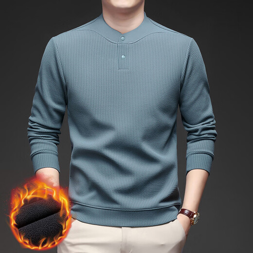 GOLDLION G+ goldlion broken code 2026 new velvet thickened Henry collar men's sweatshirt middle-aged dad wear solid color casual protection beige G111 M 165