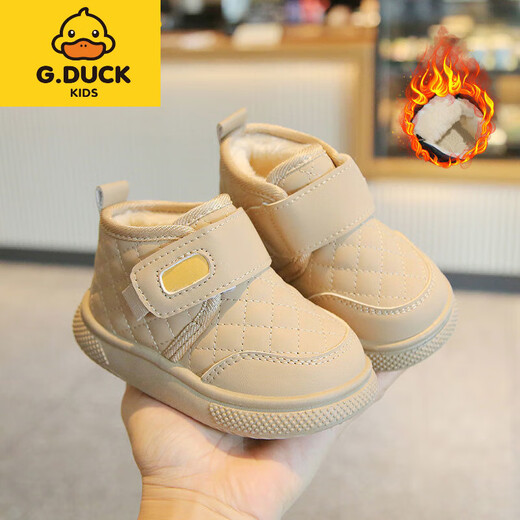 G.DUCKKIDS Little Yellow Duck Children's Snow Boots Girl Baby Warm Shoes 2025 New Winter Boys' Shoes Large Cotton Shoes Thickened Boys Khaki 21 Shoe Inner Length 13cm