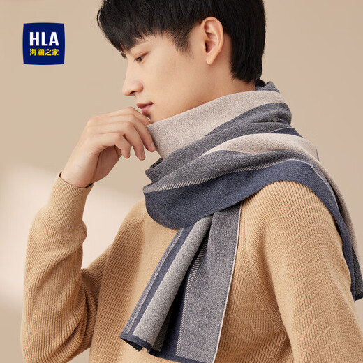 Heilan House Scarf Men's Autumn and Winter Wool Scarf Warm and Cold-proof Scarf Birthday Gift for Boyfriend Gift Box for Elders Khaki Color Exquisite Gift Box