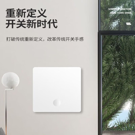 Mother-to-child switch, wiring-free installation, wireless smart 220V panel, wiring-free dual-control home bedroom lamps, remote and random stickers, upgraded large panel, white one-on main switch + one-on and random stickers*1