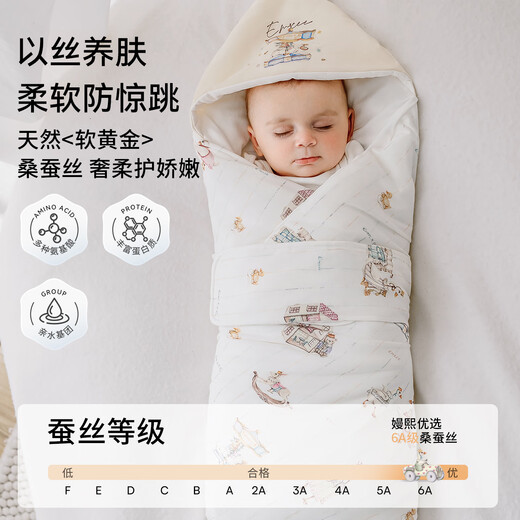 EMXEE baby blanket, four-season blanket, newborn baby autumn and winter baby blanket, anti-jumping blanket, heated velvet inner core, removable Lucky Goose, indoor 0-28 90x90cm