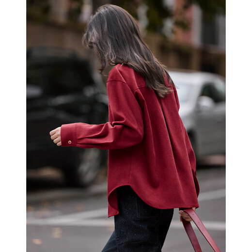 Shangjing Shirt Women's 25th Winter New Women's Retro Brushed Relaxation Exquisite Pocket Loose Versatile Lapel Shirt Women