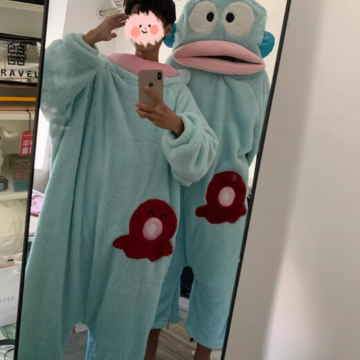 LZJV Clownfish One-piece Pajamas Teletubbies Autumn and Winter Sand Sculpture Funny Coral Velvet Home Clothes for Men and Women can be worn outside Hanton Clownfish One-piece Nightgown (single nightgown without shoes) M (100-120Jin Jin equals 0.5kg)