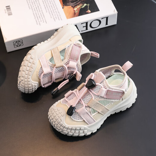 2025 Summer New Style Hollow Breathable Mesh Children's Sandals Girls Light Casual Shoes Upgraded Version Purple 12 Size 34 Inner Length 21.7CM