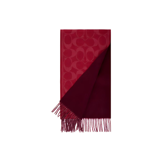 COACH Double-sided Classic Logo Scarf Brand Logo Cashmere Warm Scarf Couple New Year Gift Merlot CB692-MER 183*30.5cm