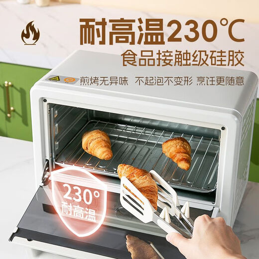 Tuojin imported high-quality silicone clips from Germany, high-temperature kitchen food frying stainless steel fried steak clips, special for stir-frying, silicone food clips, cream white - upgraded model, can be used as a frying spatula