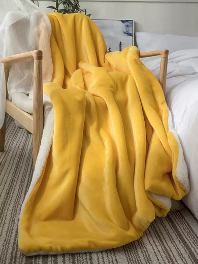 RSRDDY small blanket, sofa cover, lamb velvet double-layer thickened coral velvet, office nap, lunch break, air-conditioned children's blanket, bean paste white 160*200 cm