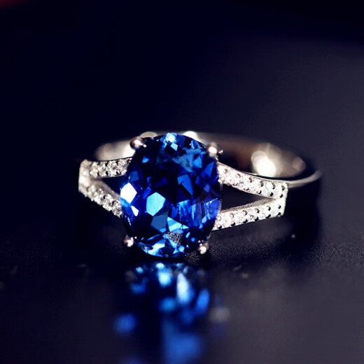 Lianshi 925 Herringbone Natural Tanzanite Sapphire Ring Women's Ring Hand-Inlaid Ring for Women Main Stone 8X10mm Live