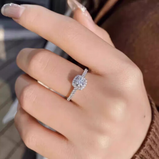 I Do platinum PT950 diamond ring 1 carat classic square bag diamond proposal engagement wedding ring gift for girlfriend and wife classic square bag-1 carat diamond size 17
