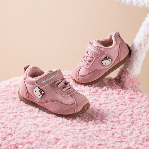 Hello Kitty children's shoes girls toddler shoes children's baby winter short velvet warm and comfortable two-cotton sneakers 6103 pink 26
