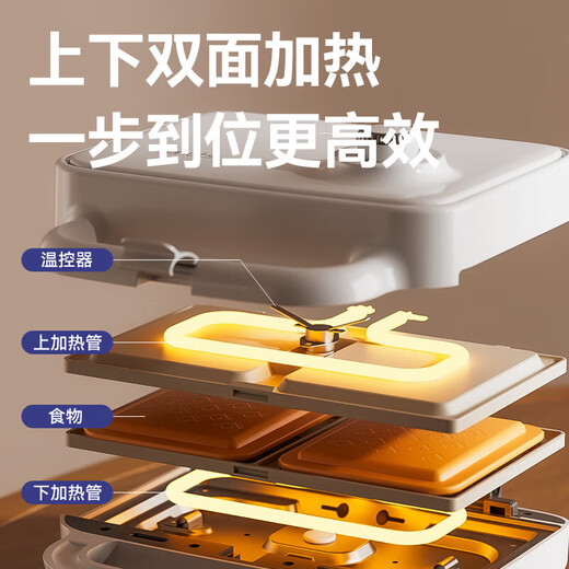 FRUNUTS double-plate sandwich breakfast machine home timer multi-function waffle egg roll bread machine sausage machine white (sandwich plate + waffle plate + frying pan)