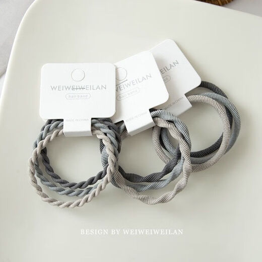 High elastic hair headband, gradient gray style, 3 thick, high elastic hair ties, rubber bands for hair, versatile hair ties, black and gray duck intestine style hair ties - 5 pieces in random colors