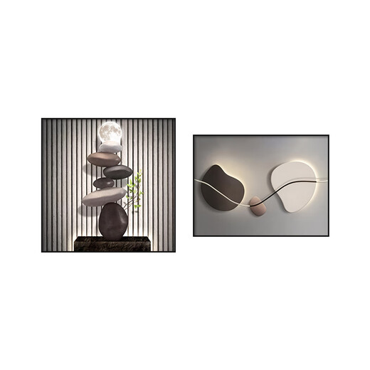 Modern light luxury bedroom bedside decoration painting stone to run advanced master bedroom background wall hanging art creative mural T132511 40*40cm+40*30cm double textured surface+PS environmentally friendly black frame