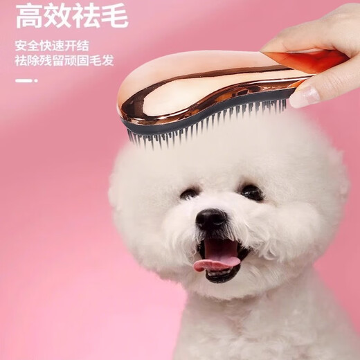 Xixi Tai Tai dog comb Teddy comb special pet massage comb fluffy artifact small dog Bichon dog hair supplies rose gold comfortable massage + hair beauty SPA