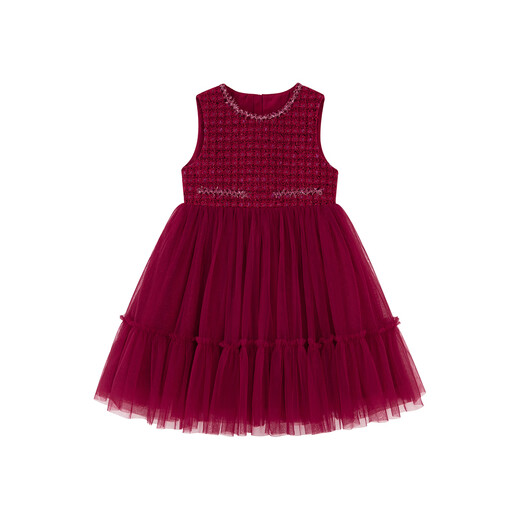 Minibala (minibala) girls skirt children's small fragrant dress splicing mesh skirt wool 2026 spring new arrival