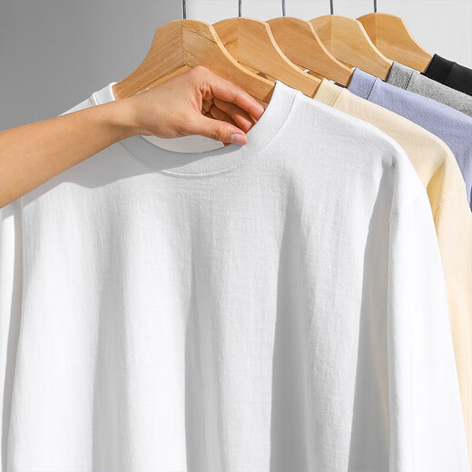 7A Antibacterial 100% Cotton Basic Bottoming Shirt Long Sleeve T-shirt Men's Casual Inner Versatile T-shirt for Men and Women White 2XL Recommended 140-155Jin Jin is equal to 0.5 kg