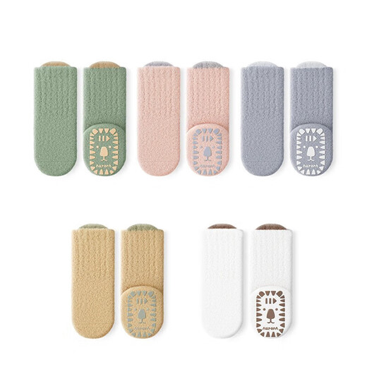 Autumn and winter velvet thickened baby floor socks solid color Australian velvet small ear mid-calf socks children's anti-slip glue socks MY2512 aqua 1 pair one size fits all L (suitable for 3-5 years old) recommended foot length 13-15cm