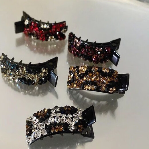 Korean temperament, exquisite and versatile, colorful sparkling diamond side bangs clip for girls, fashionable new year style high-end duckbill clip, colorful sparkling diamond duckbill clip, mixed color 3 pieces