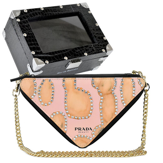PRADA Diamond Girl Hand-painted Beads Chain Oxidized Cosmetic Bag Handbag Crossbody Bag Pink Diamond Sweetheart-White Gift Box