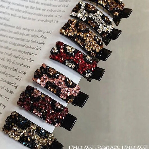 Korean temperament, exquisite and versatile, colorful sparkling diamond side bangs clip for girls, fashionable new year style high-end duckbill clip, colorful sparkling diamond duckbill clip, mixed color 3 pieces