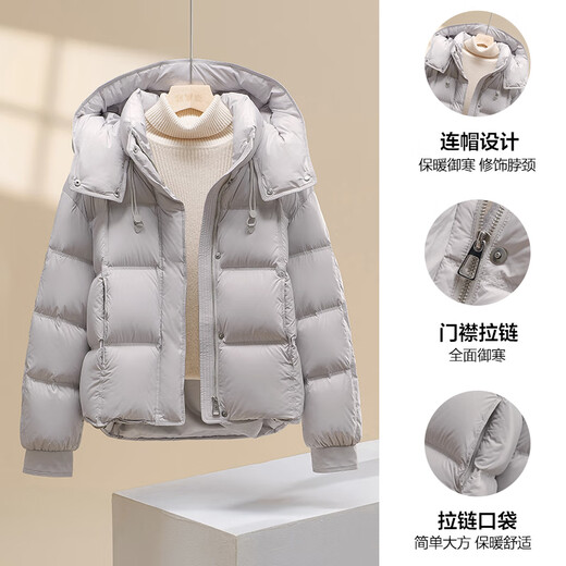 Yalu Star Style Down Jacket Women 2025 Autumn and Winter Fashion Hooded Warm Short Bread Jacket Puff Jacket Ankola Red M Recommended 120-140 Jin Jin equals 0.5 kg