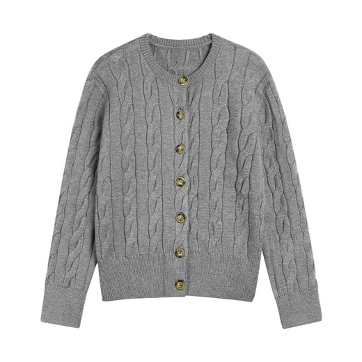 Pusumede autumn tribe round neck twist sweater cardigan women's long-sleeved sweater jacket temperament top apricot ready M