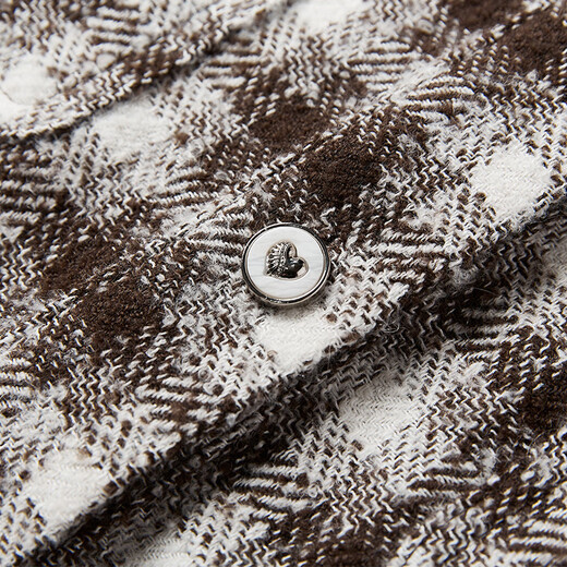 Xiangying retro coffee color plaid shirt for women 2025 winter new style wool long-sleeved loose lapel shirt jacket Kage M 160/84A/95-110Jin Jin equals 0.5 kg