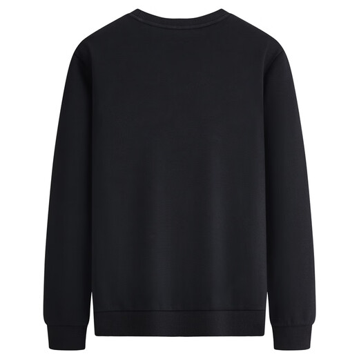 Septwolves 7A antibacterial cotton round neck sweatshirt for men spring new simple solid color commuter long-sleeved top 001 (black) XL 175/92A