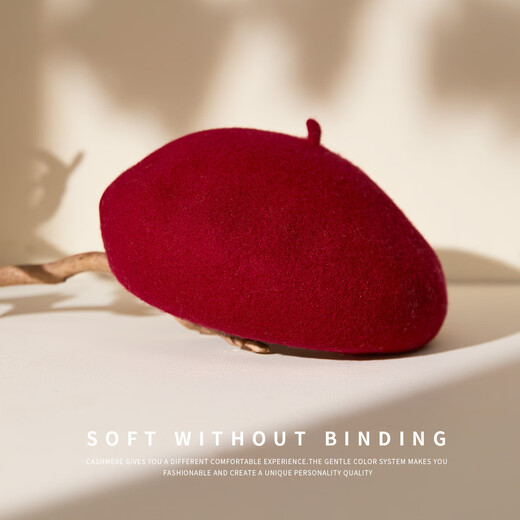 Really enjoy the hat beret women's autumn and winter wool fashion fashionable Christmas birthday gift B176 Chinese red