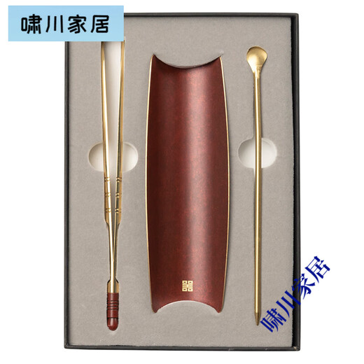 Wanqiantang brass lacquer tea spoon tea clip three-piece set tea dial high-end spoon Liujunzi Kung Fu tea set tea ceremony accessories blue