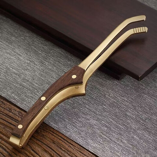 Meikejie pure brass tea clip, cup clip, tea tweezers, tea set accessories, copper tea making tools, cup washing tea clip, thickened non-slip tea clip, plain short clip