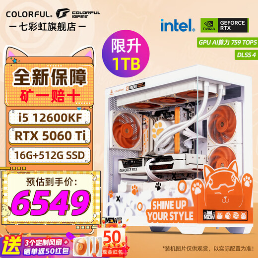 Colorful Core i5 14600KF/5060TI 5070TI graphics card Orange Shadow Orange Orange Cat customized game live broadcast design computer host desktop assembly machine with four 12600KF丨16G丨1TB丨5060TI